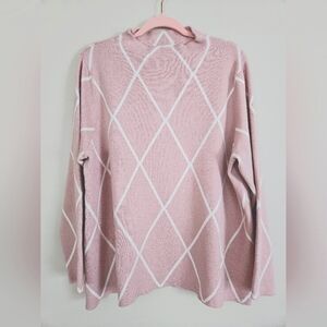 Peyton Primrose Soft Pink White Diamond Argyle Womens Sweater Pullover Size 1X